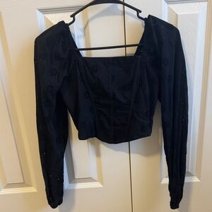 Hollister Black Eyelet Blouse